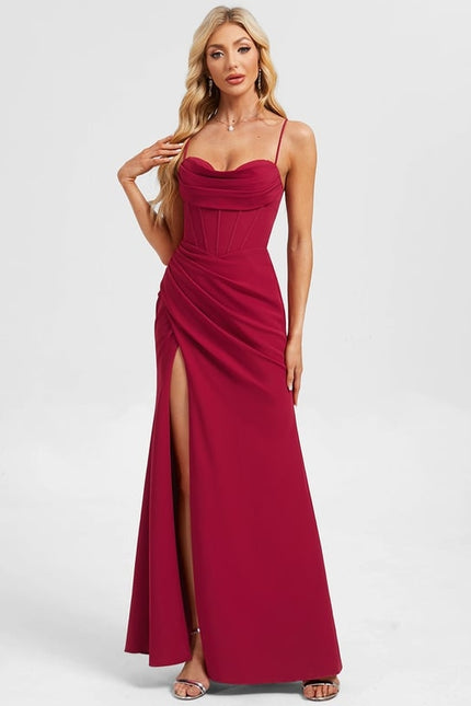 Robe De Bal Crêpe Bordeaux - gallery 1