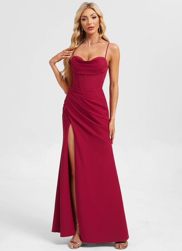 Robe De Bal Crêpe Bordeaux - gallery 1