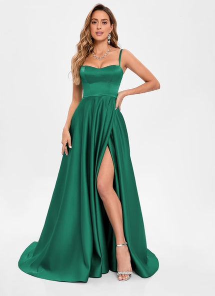 Robe De Bal Satinée Asymétrique