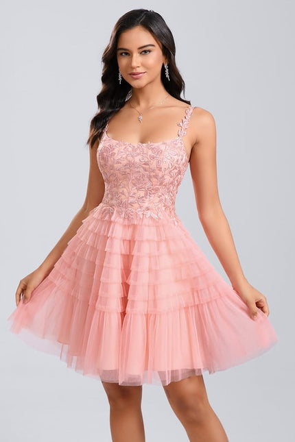 Robe De Bal Tulle Froncée Rose - gallery 1