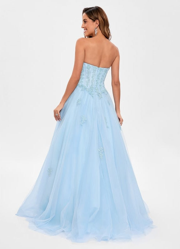 Robe De Bal Nuageuse Azur - gallery 5