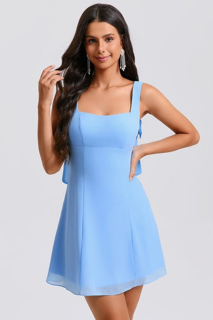 Robe De Bal Courte Bleue Claire - gallery 1
