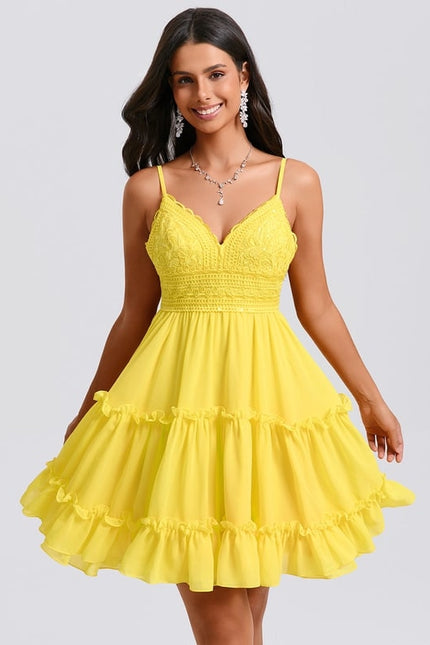 Robe De Bal Jaune Volants - gallery 2
