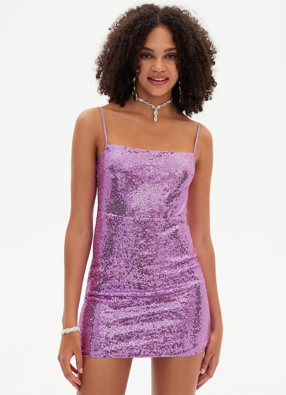 Robe De Bal Pailletée Violette - gallery 4