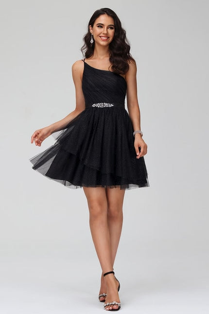 Robe De Bal Tulle Courte Noir - gallery 5