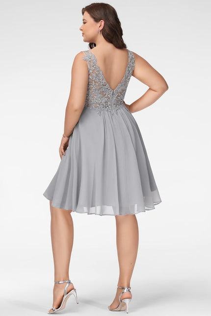 Robe De Bal Courte Argentée - gallery 8