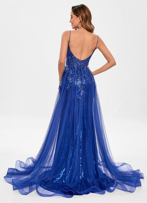 Robe De Bal Bleue Scintillante - gallery 7