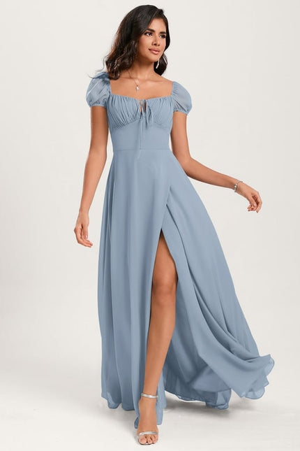 Robe De Bal Fluide Bleu Ciel