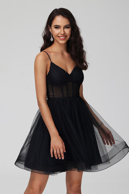 Robe De Bal Tulle Noir Élégant - gallery 8