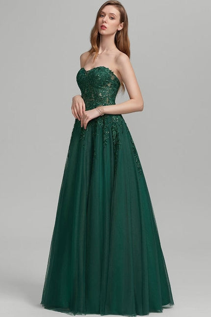 Robe De Bal Tulle Verte Éblouissante - gallery 3