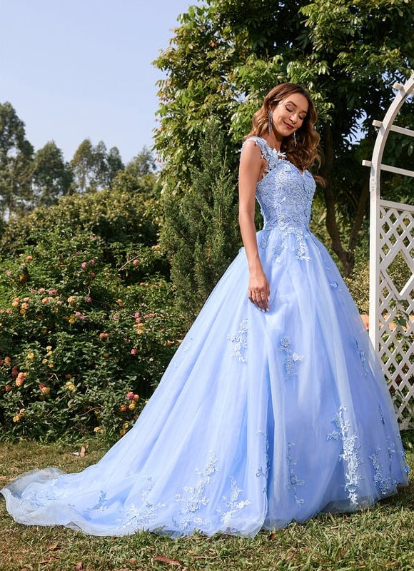 Robe De Bal Tulle Bleu Ciel - gallery 6