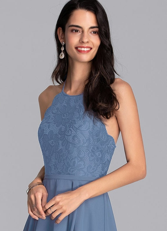 Robe De Bal Asymétrique Bleue - gallery 4