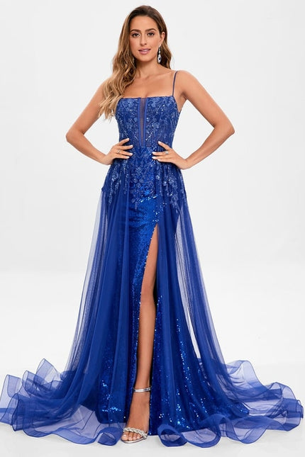 Robe De Bal Bleue Scintillante - gallery 3