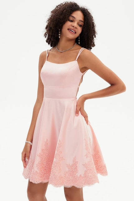 Robe De Bal De Bal En Satin Rose - gallery 5