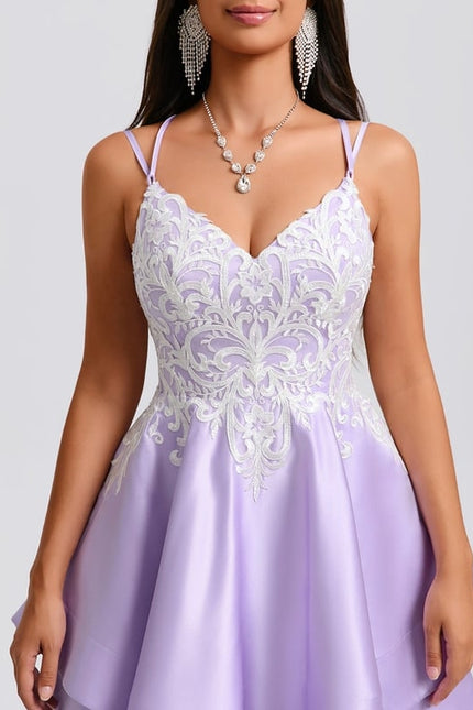 Robe De Bal Lilas À Appliques - gallery 5