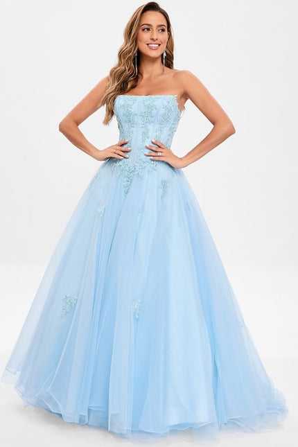 Robe De Bal Nuageuse Azur - gallery 1