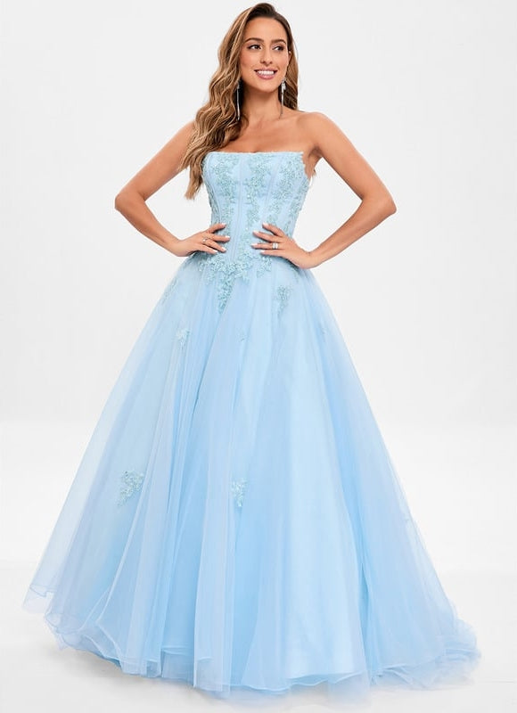 Robe De Bal Nuageuse Azur - gallery 1