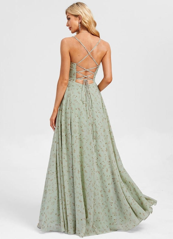 Robe De Bal Longue Fluide Bleu - gallery 3