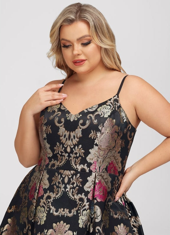 Robe De Bal Fleurie Noire - gallery 7