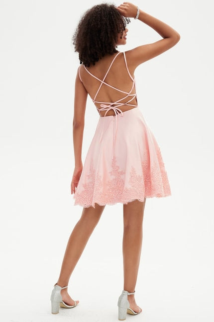 Robe De Bal De Bal En Satin Rose - gallery 6
