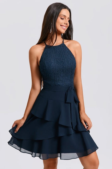 Robe De Bal À Volants Marine - gallery 2