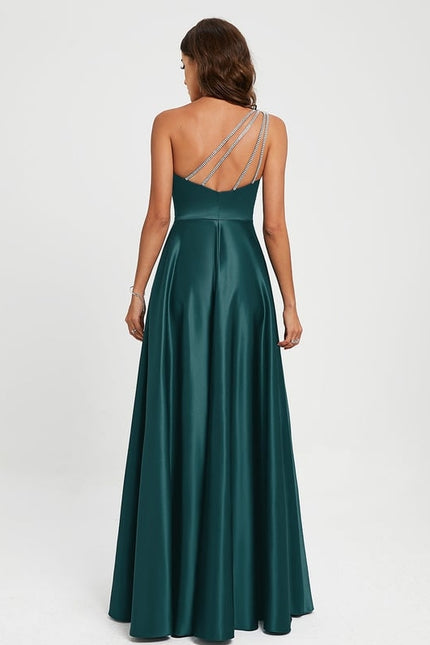 Robe De Bal Satin Émeraude Chic - gallery 1