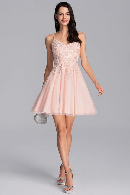 Robe De Bal Courte Perlée - gallery 3