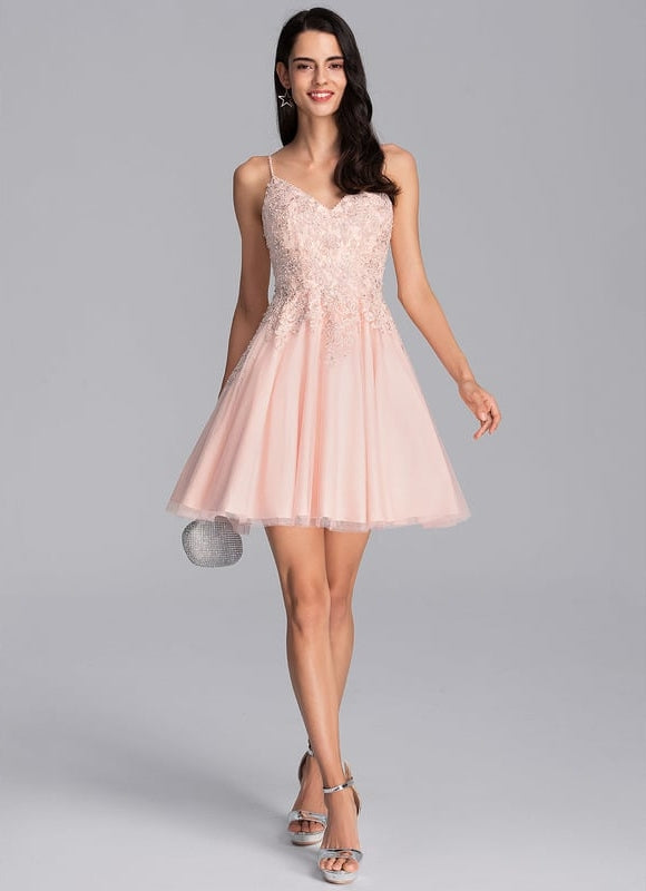 Robe De Bal Courte Perlée - gallery 3