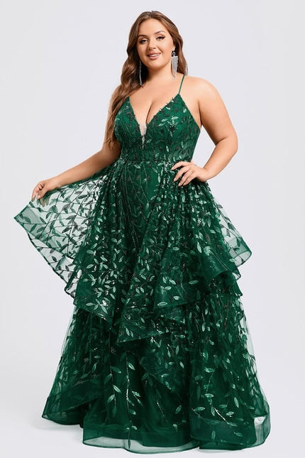 Robe De Bal Émeraude Superposée - gallery 8