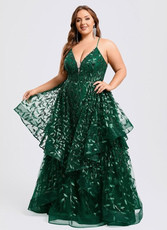 Robe De Bal Émeraude Superposée - gallery 8