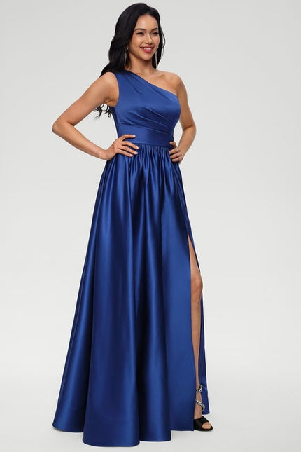 Robe De Bal Satin Royal Asymétrique - gallery 3