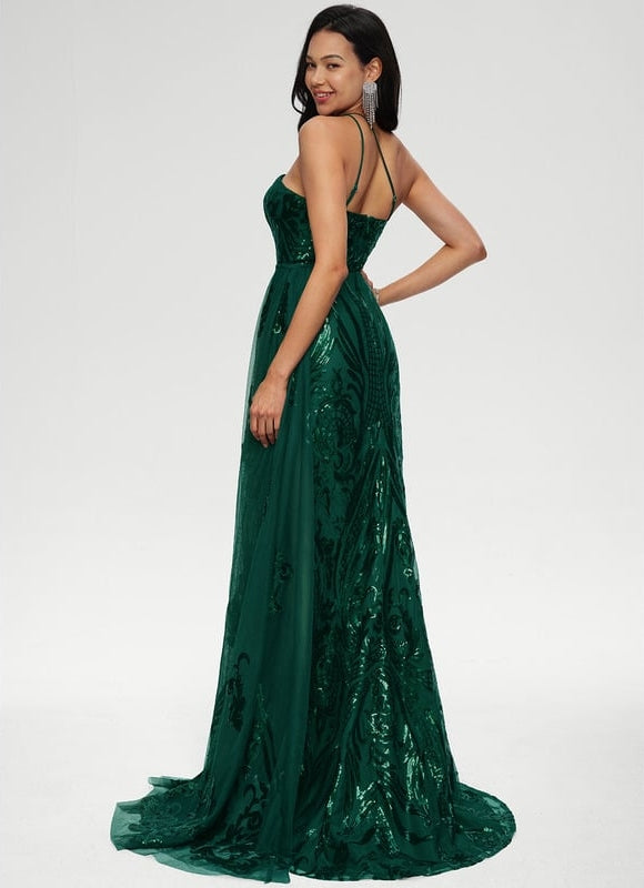 Robe De Bal Verte Étincelante - gallery 3