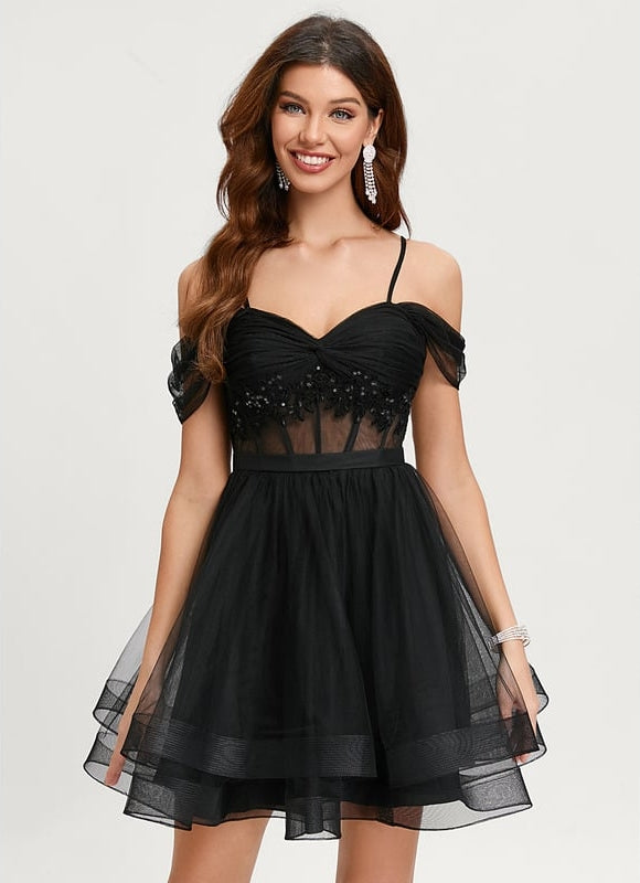 Robe De Bal Tulle Noire Élégante - gallery 2
