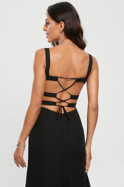 Robe De Bal Noire Fendue - gallery 5