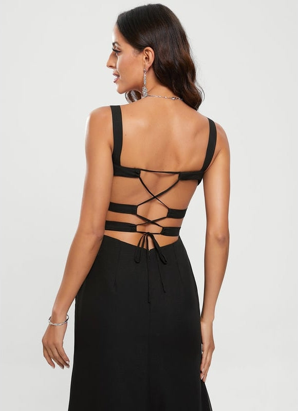 Robe De Bal Noire Fendue - gallery 5