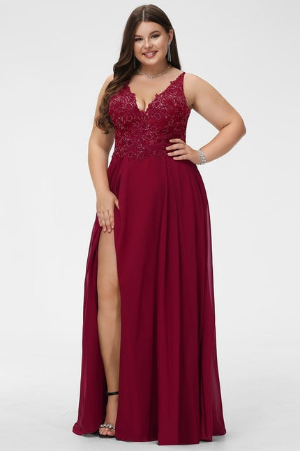 Robe De Bal Longue Bordeaux Élégante - gallery 4