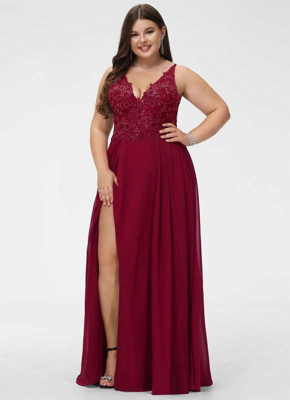 Robe De Bal Longue Bordeaux Élégante - gallery 4