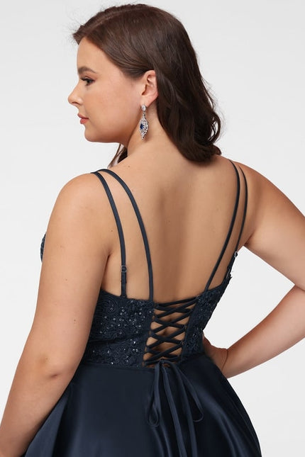 Robe De Bal Satinée À Bretelles - gallery 5