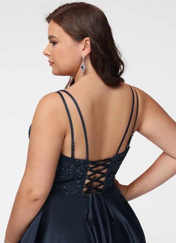 Robe De Bal Satinée À Bretelles - gallery 5