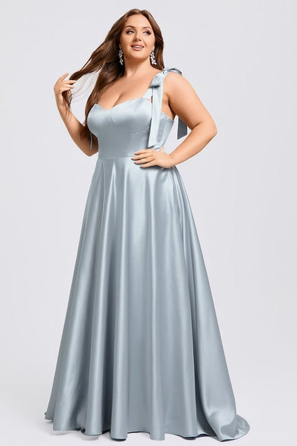 Robe De Bal Satinée Ciel - gallery 7