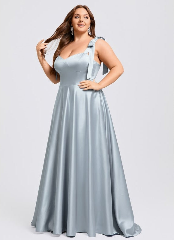 Robe De Bal Satinée Ciel - gallery 7