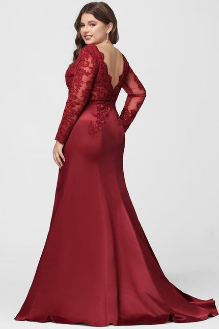 Robe De Bal Satin Rouge Élégante - gallery 9
