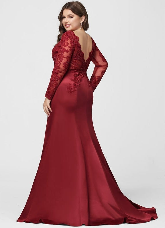 Robe De Bal Satin Rouge Élégante - gallery 9
