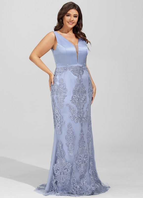 Robe De Bal Satinée Céleste - gallery 7