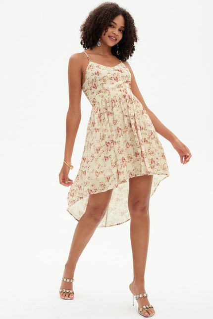 Robe De Bal Asymétrique Florale - gallery 1
