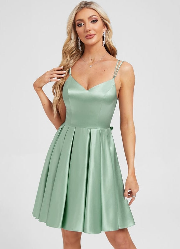 Robe De Bal Satin Vert Pastel - gallery 3
