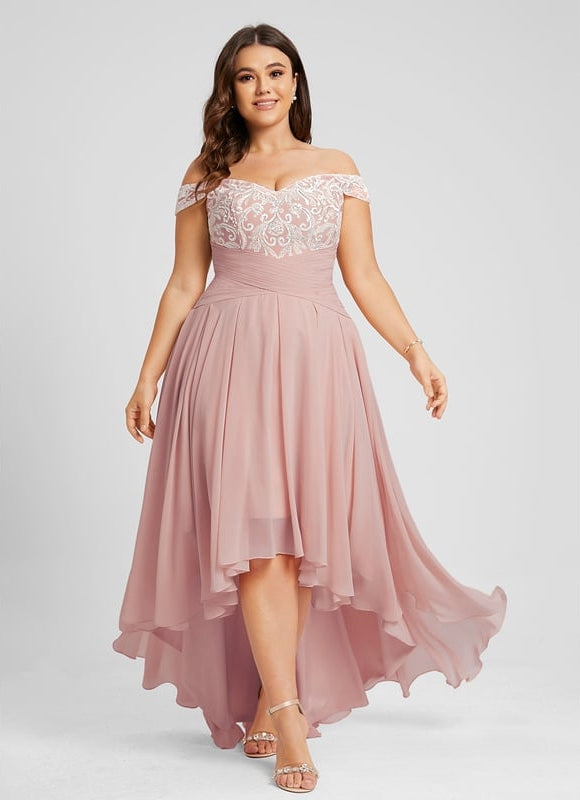 Robe De Bal Asymétrique Brodée - gallery 9
