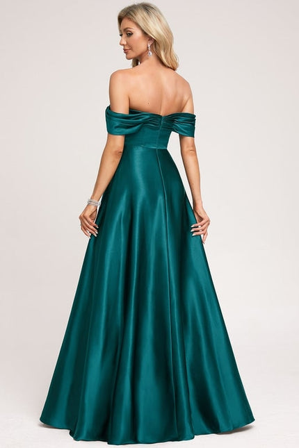 Robe De Bal Soirée Satin Émeraude - gallery 2
