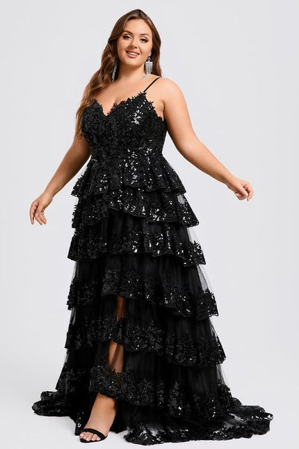 Robe De Bal Noire À Volants - gallery 9
