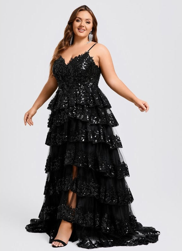 Robe De Bal Noire À Volants - gallery 9